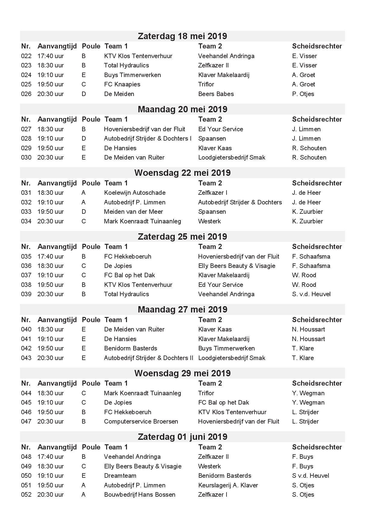 Pagina 46 tm 49 Alle wedstrijden met inhaaldata 2019 compleet scheidsrechters03