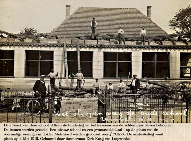 189 Bosstraat. Afbraak oude lagere school. 1916 640x480