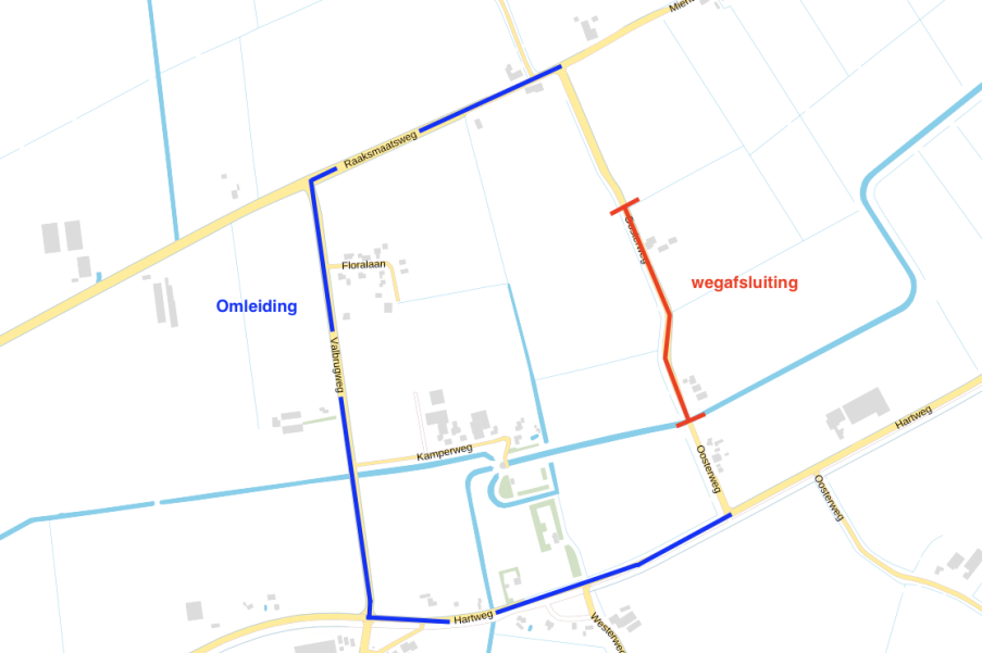 afbeelding wegafsluiting Oosterweg t Veldbbbb