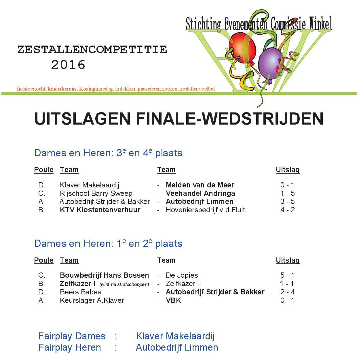 Finalewedstrijden 2016 uitslagen11