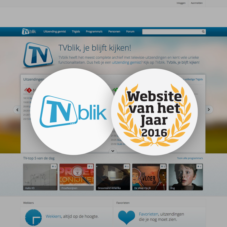 Afbeelding TVblik genomineerd voor Website van het Jaar Medium