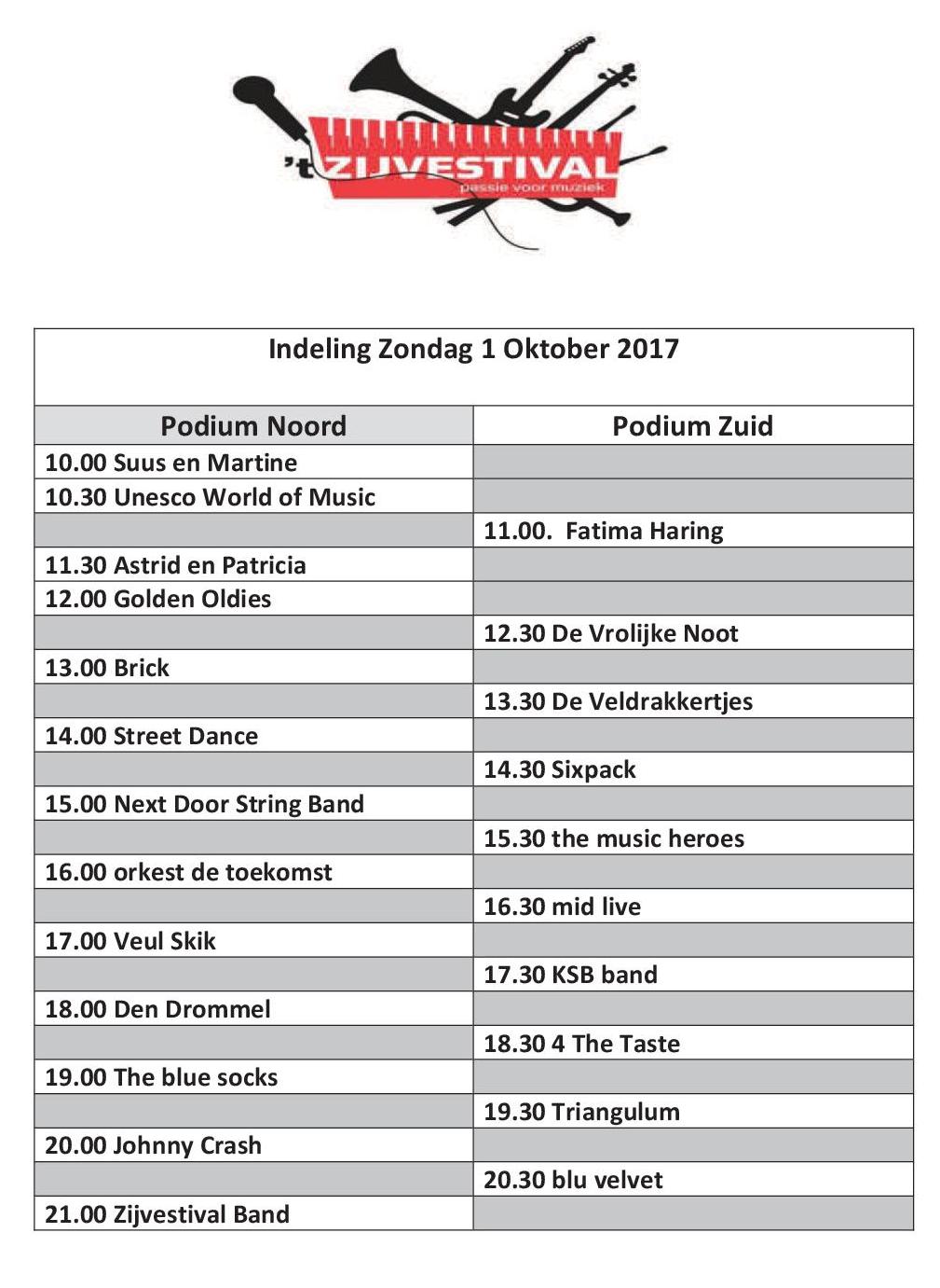 Indeling zijvestival 1 oktober 2017aaa